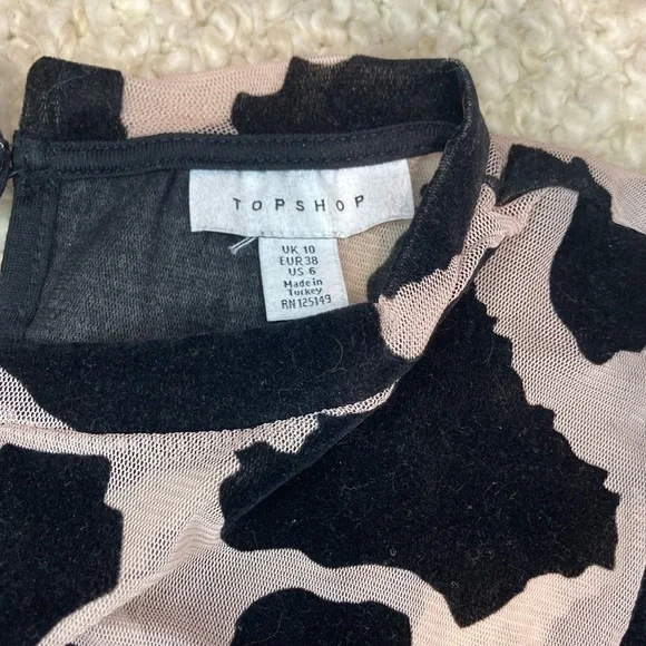 Topshop Giraffe Print Sheer Top size 6 Pink/Black - Picture 5 of 5